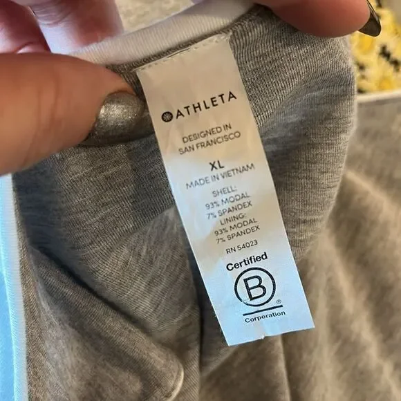 Athleta Heathered Gray/White REVERSIBLE SANTORINI HIGH NECK DRESS, size XL - Picture 11 of 12